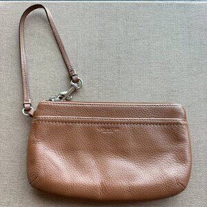 Coach Leather Wristlet Saddle Brown